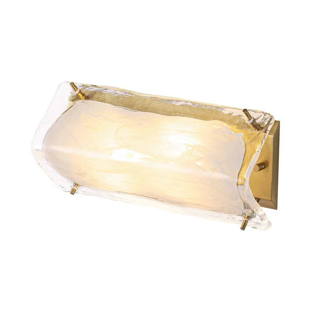 Mid-Century Brass White Glazed Glass Linear Wall Sconce - Image 9