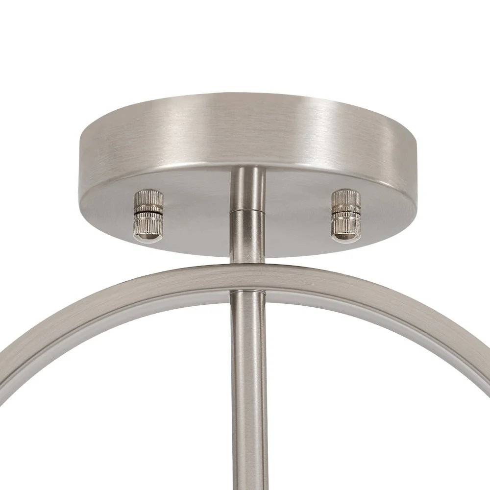 Mid-Century Brass Wide Linen Drum Semi Flush Mount - Image 26