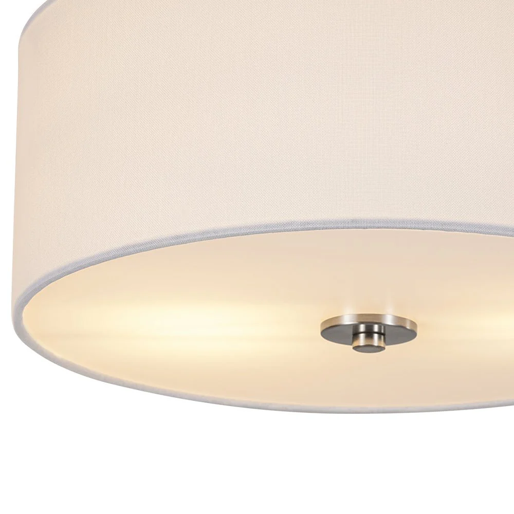 Mid-Century Brass Wide Linen Drum Semi Flush Mount - Image 27