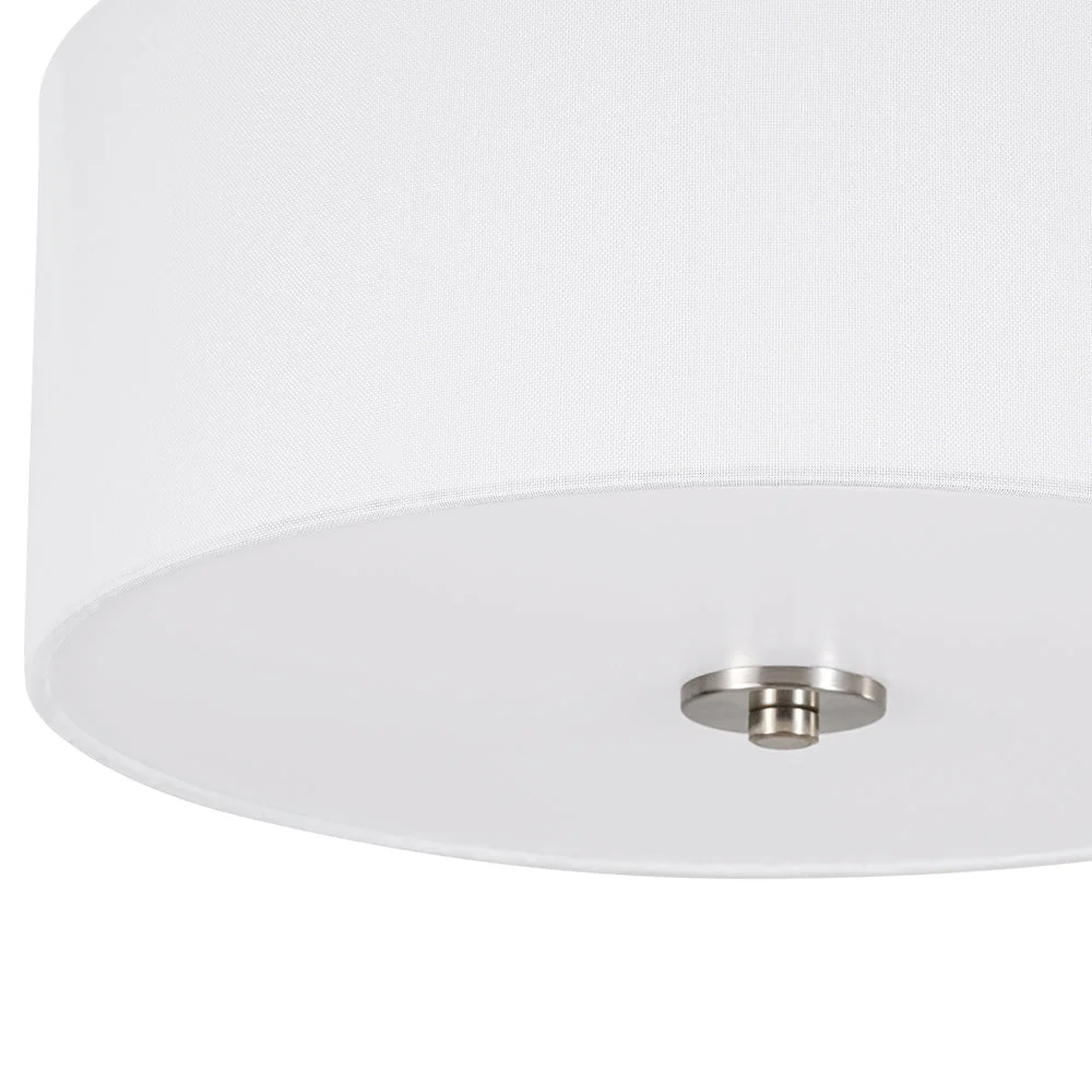 Mid-Century Brass Wide Linen Drum Semi Flush Mount - Image 28