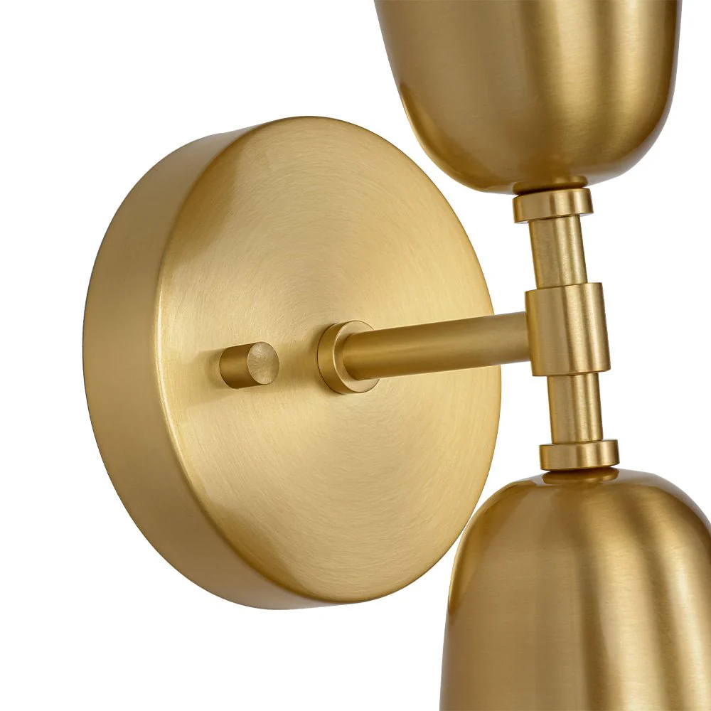 Mid-Century Brushed Brass 2-Light Up Down Dual Cone Wall Lamp - Image 16