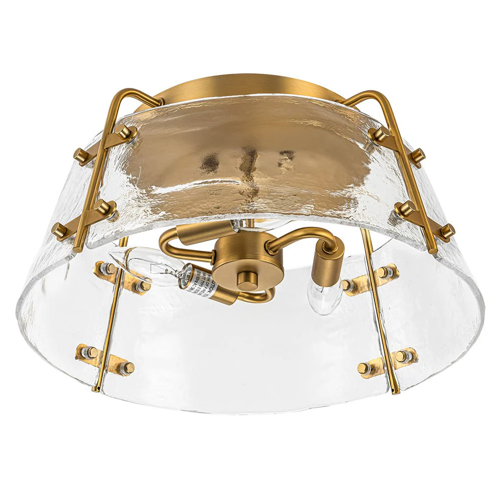 Mid-Century Clear Textured Glass Drum Flush Mount Light - Image 10