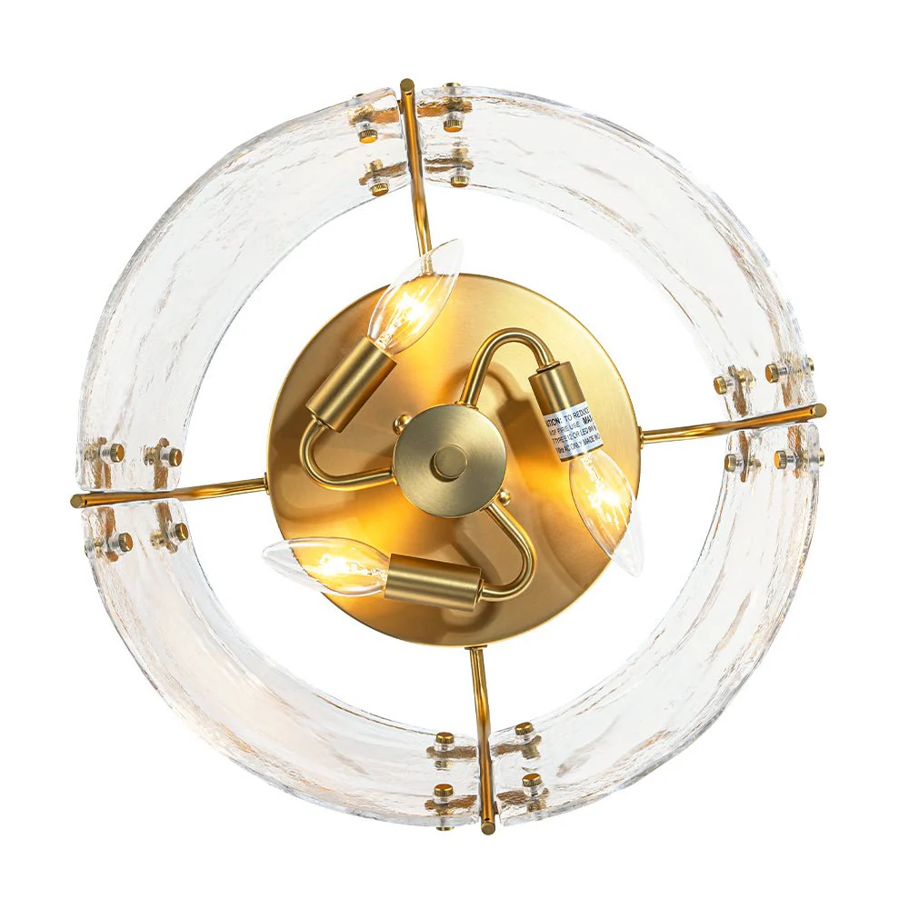 Mid-Century Clear Textured Glass Drum Flush Mount Light - Image 11