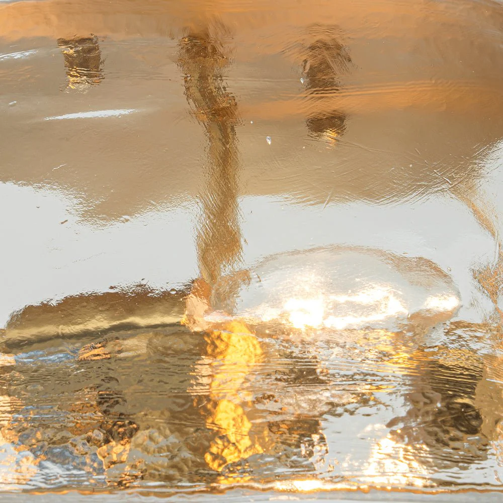 Mid-Century Clear Textured Glass Drum Flush Mount Light - Image 12