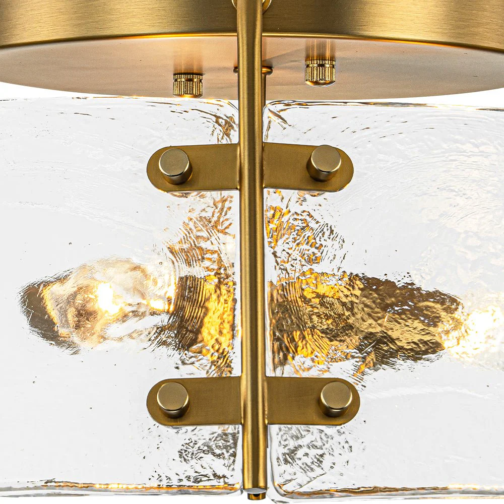 Mid-Century Clear Textured Glass Drum Flush Mount Light - Image 13