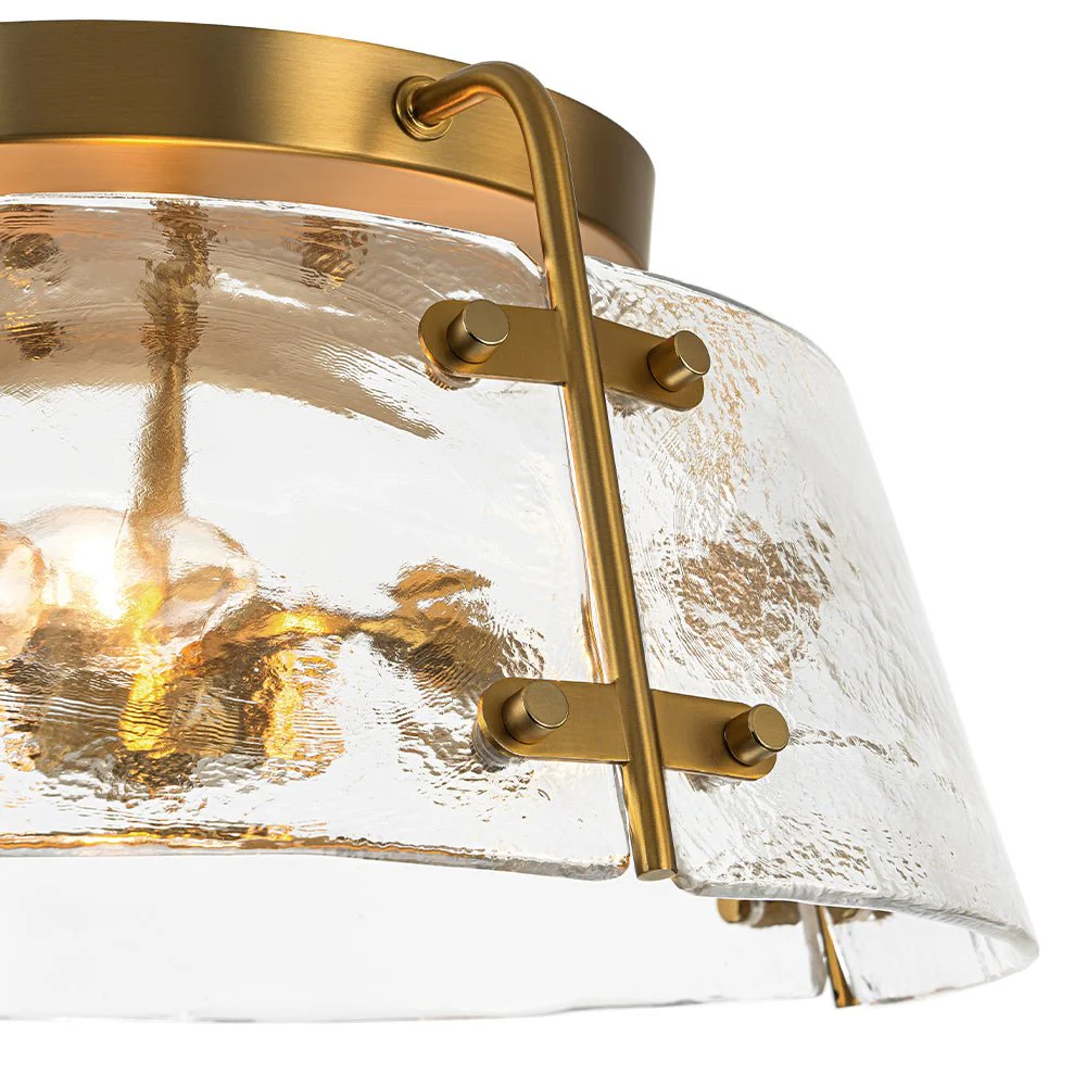 Mid-Century Clear Textured Glass Drum Flush Mount Light - Image 14