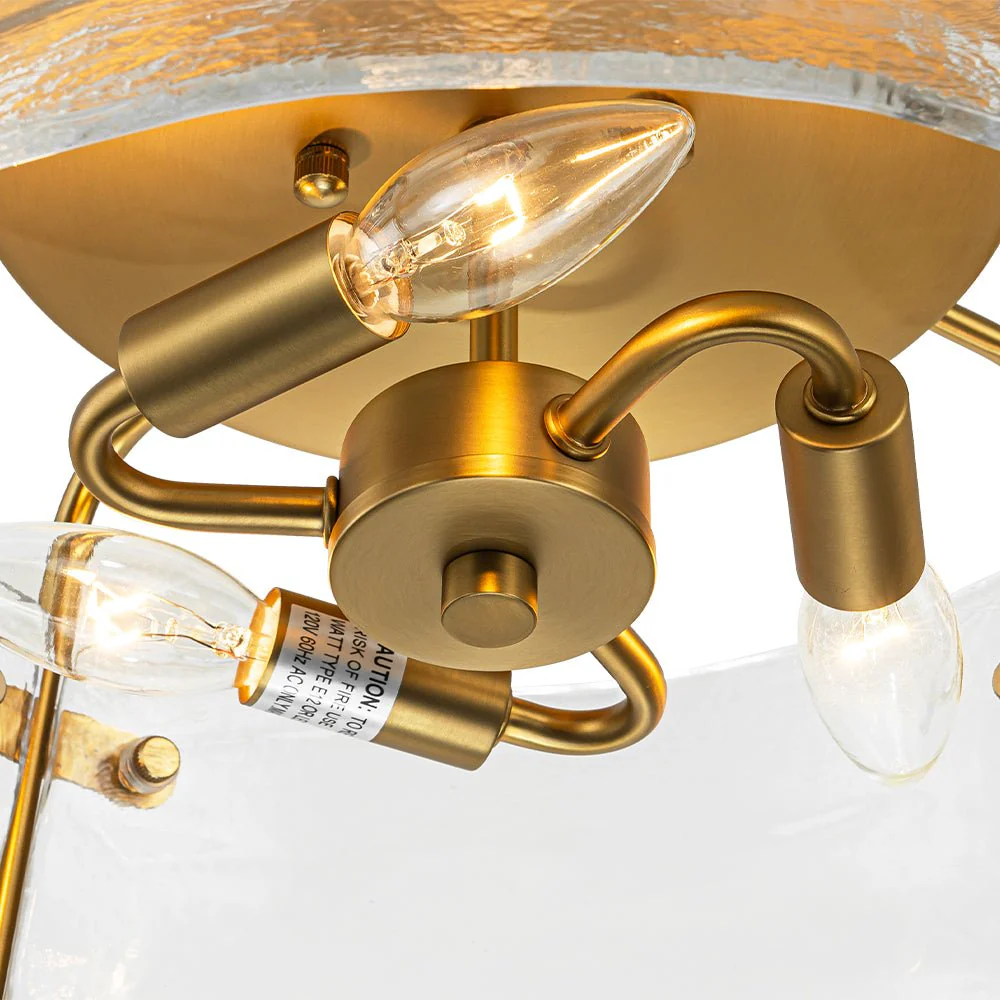Mid-Century Clear Textured Glass Drum Flush Mount Light - Image 15