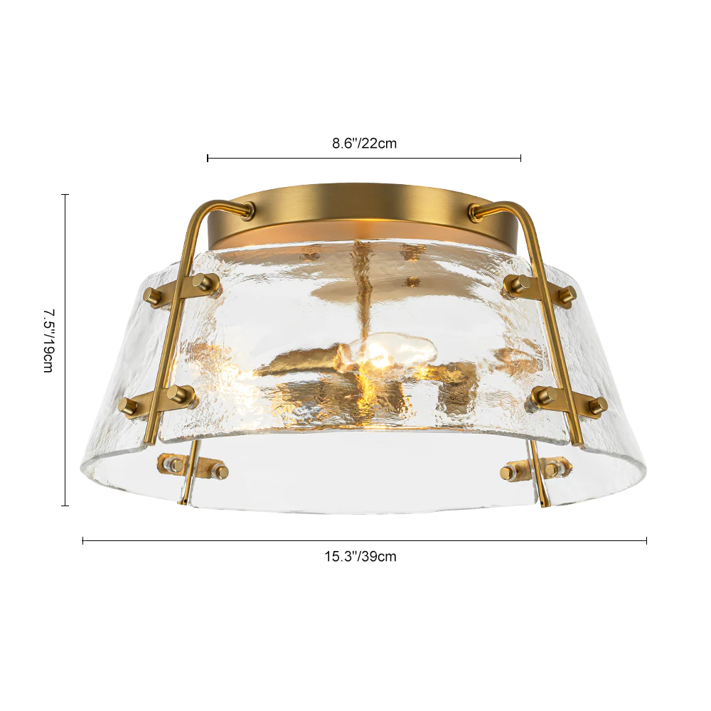 Mid-Century Clear Textured Glass Drum Flush Mount Light - Image 16