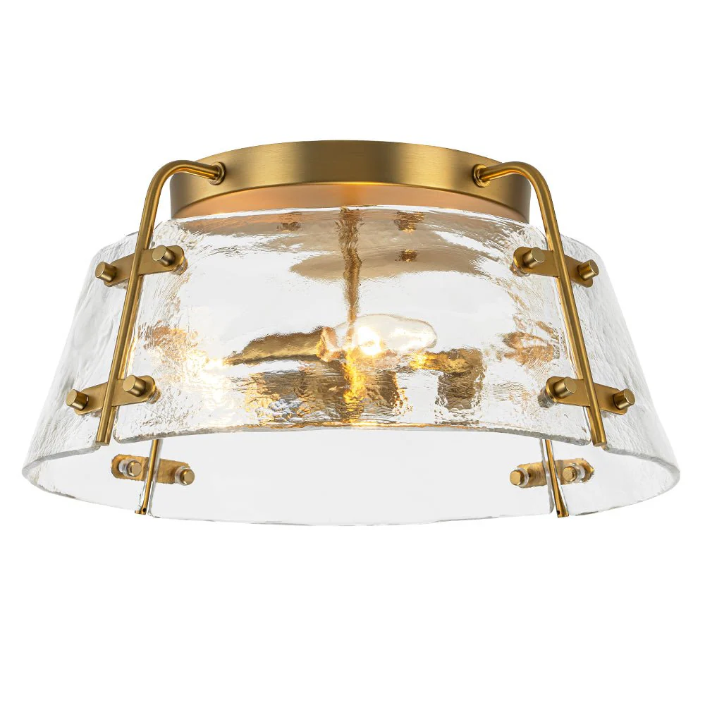 Mid-Century Clear Textured Glass Drum Flush Mount Light - Image 5