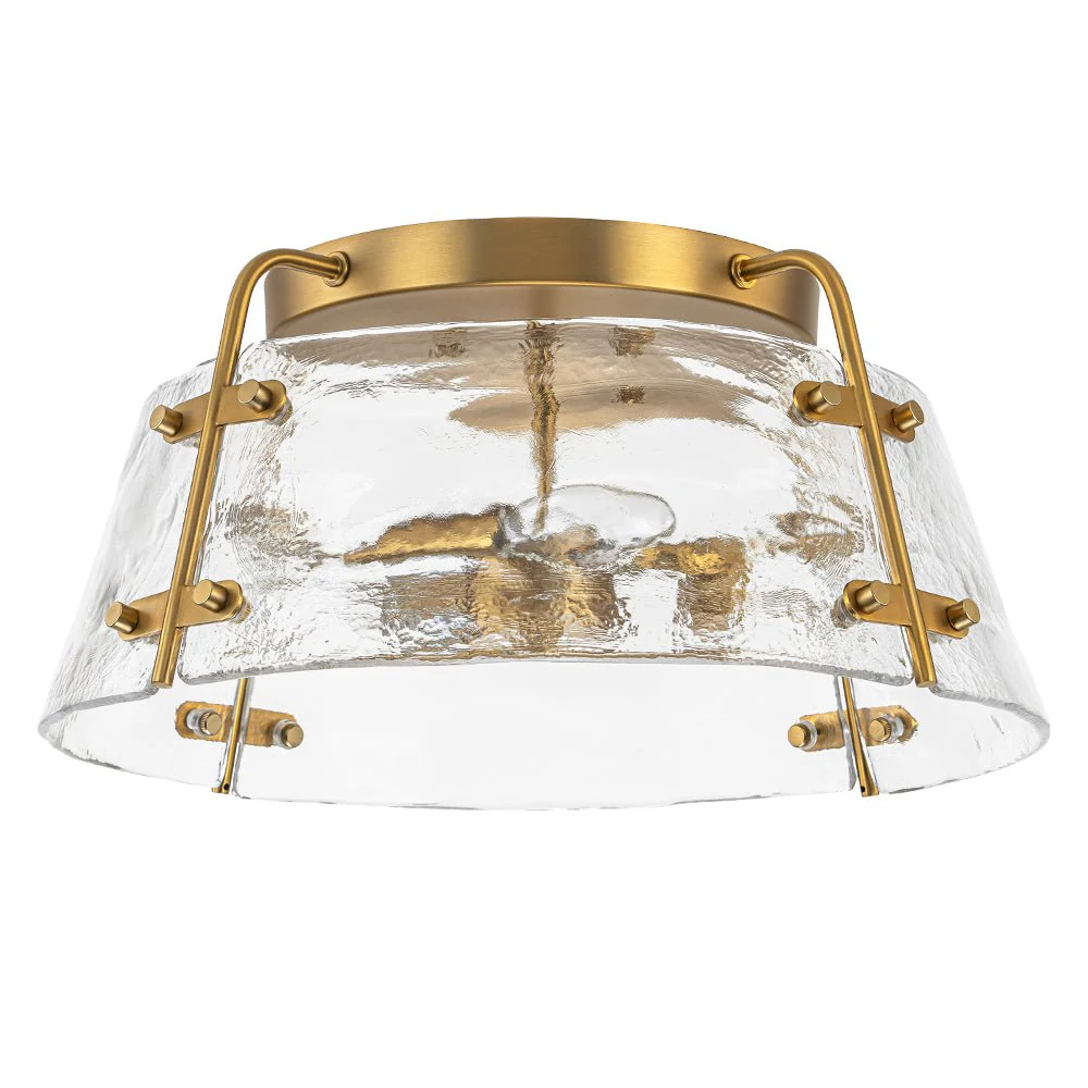 Mid-Century Clear Textured Glass Drum Flush Mount Light - Image 6