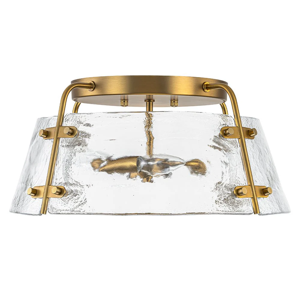 Mid-Century Clear Textured Glass Drum Flush Mount Light - Image 8