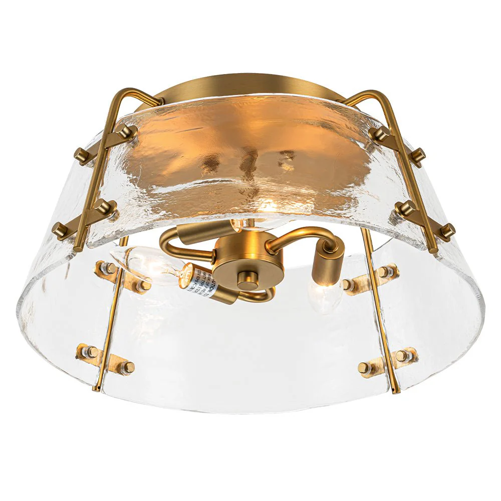 Mid-Century Clear Textured Glass Drum Flush Mount Light - Image 9