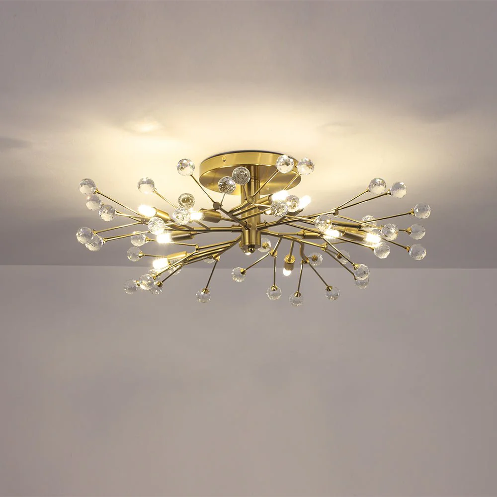 Mid-Century Firework Crystal Branching Semi Flush Mount - Image 10