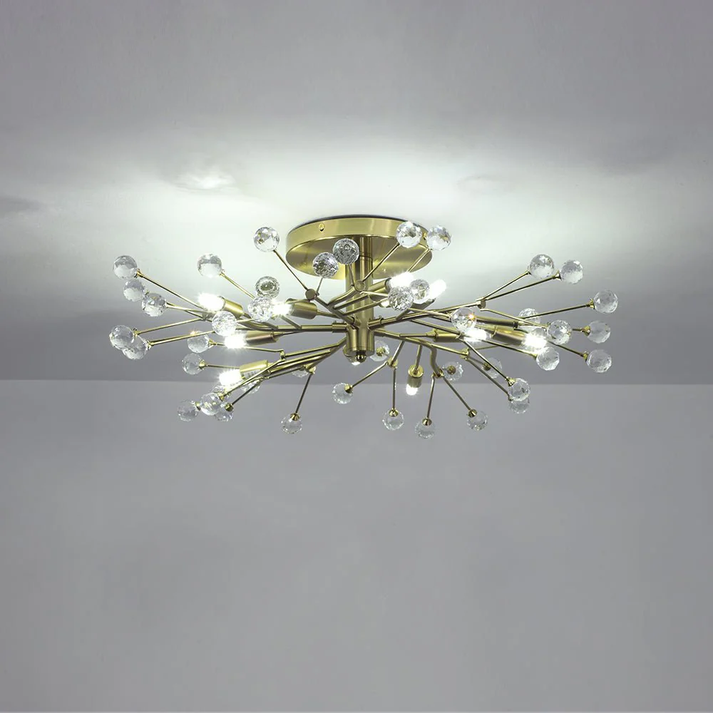 Mid-Century Firework Crystal Branching Semi Flush Mount - Image 11