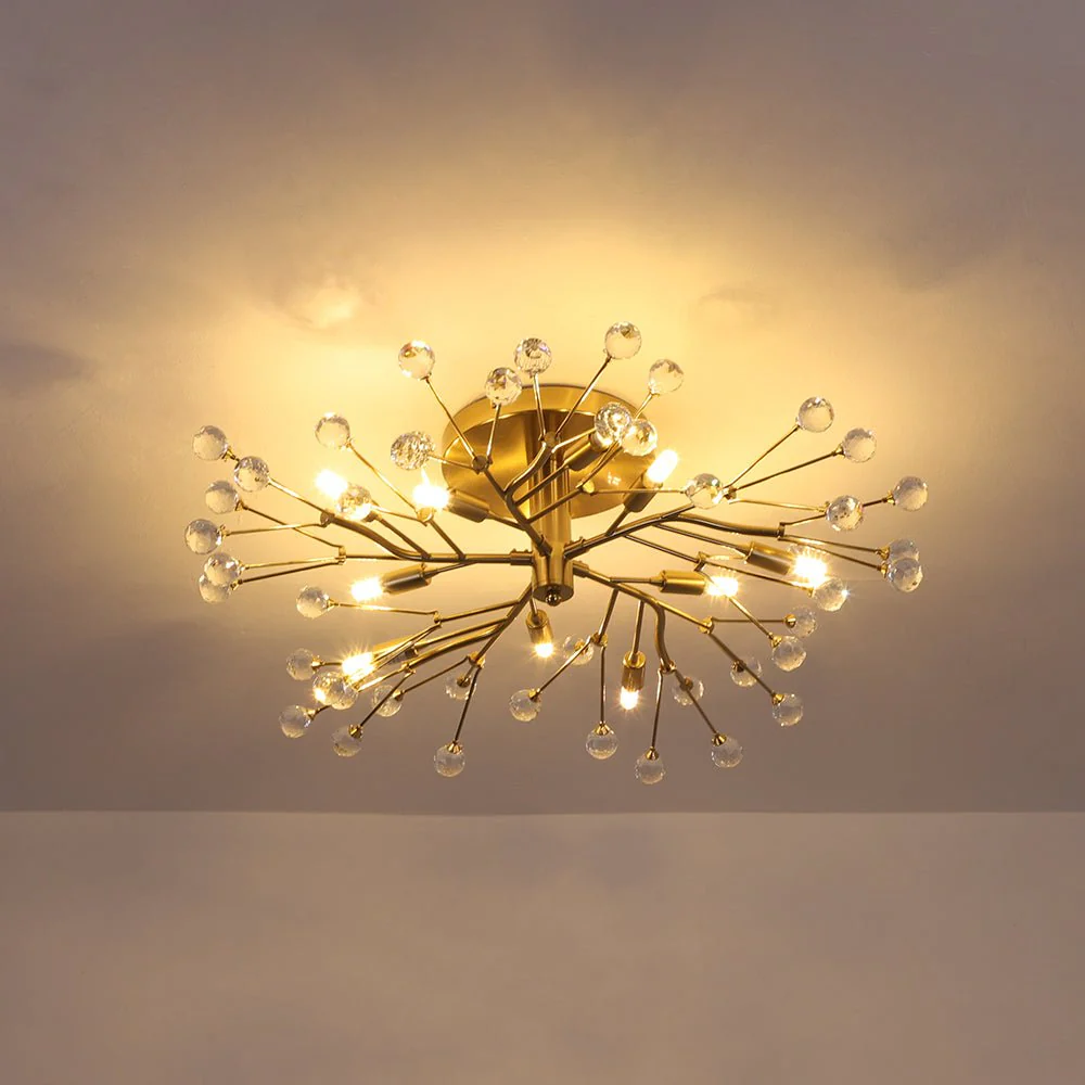 Mid-Century Firework Crystal Branching Semi Flush Mount - Image 12
