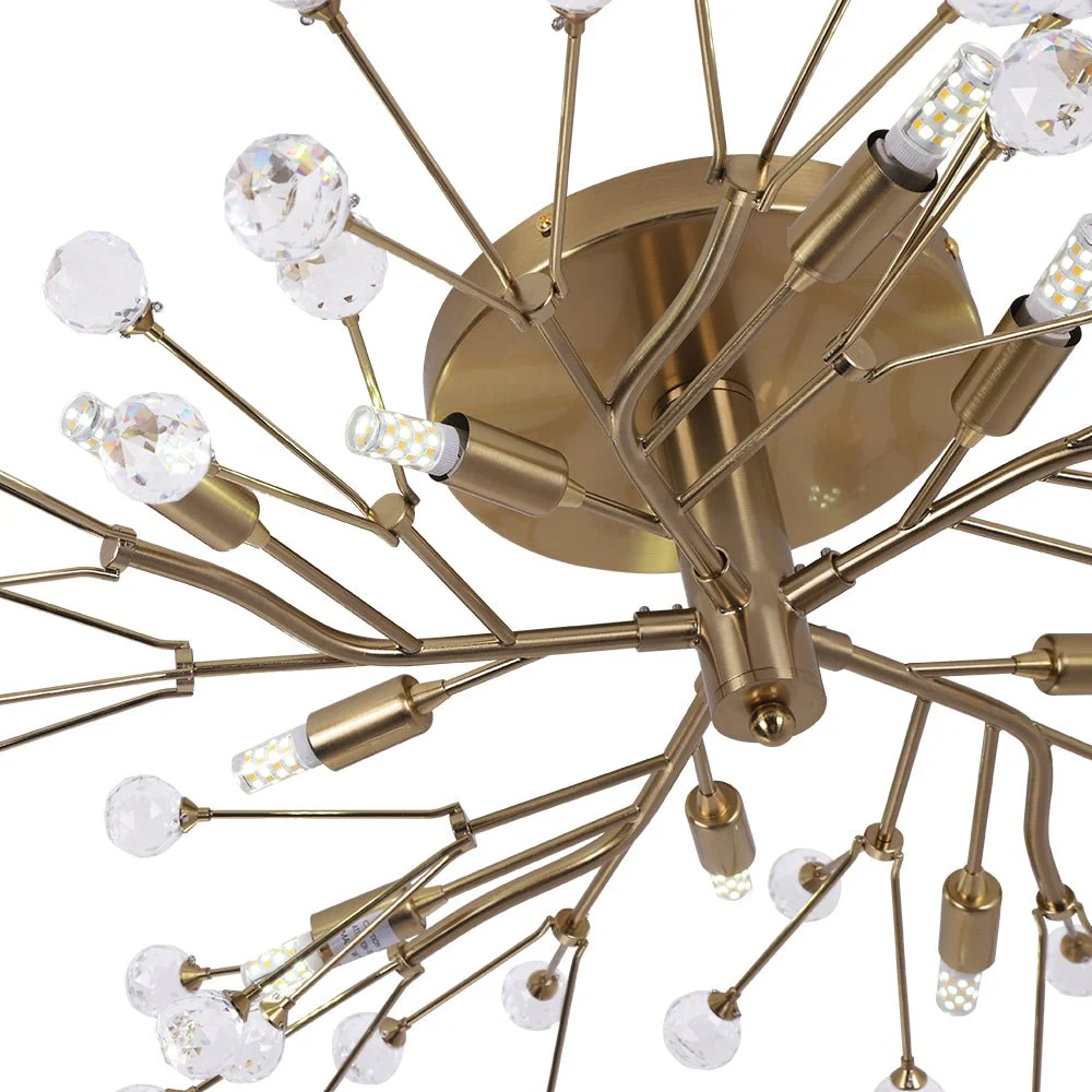 Mid-Century Firework Crystal Branching Semi Flush Mount - Image 15