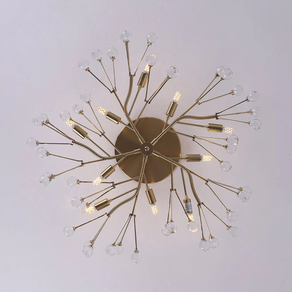 Mid-Century Firework Crystal Branching Semi Flush Mount - Image 17