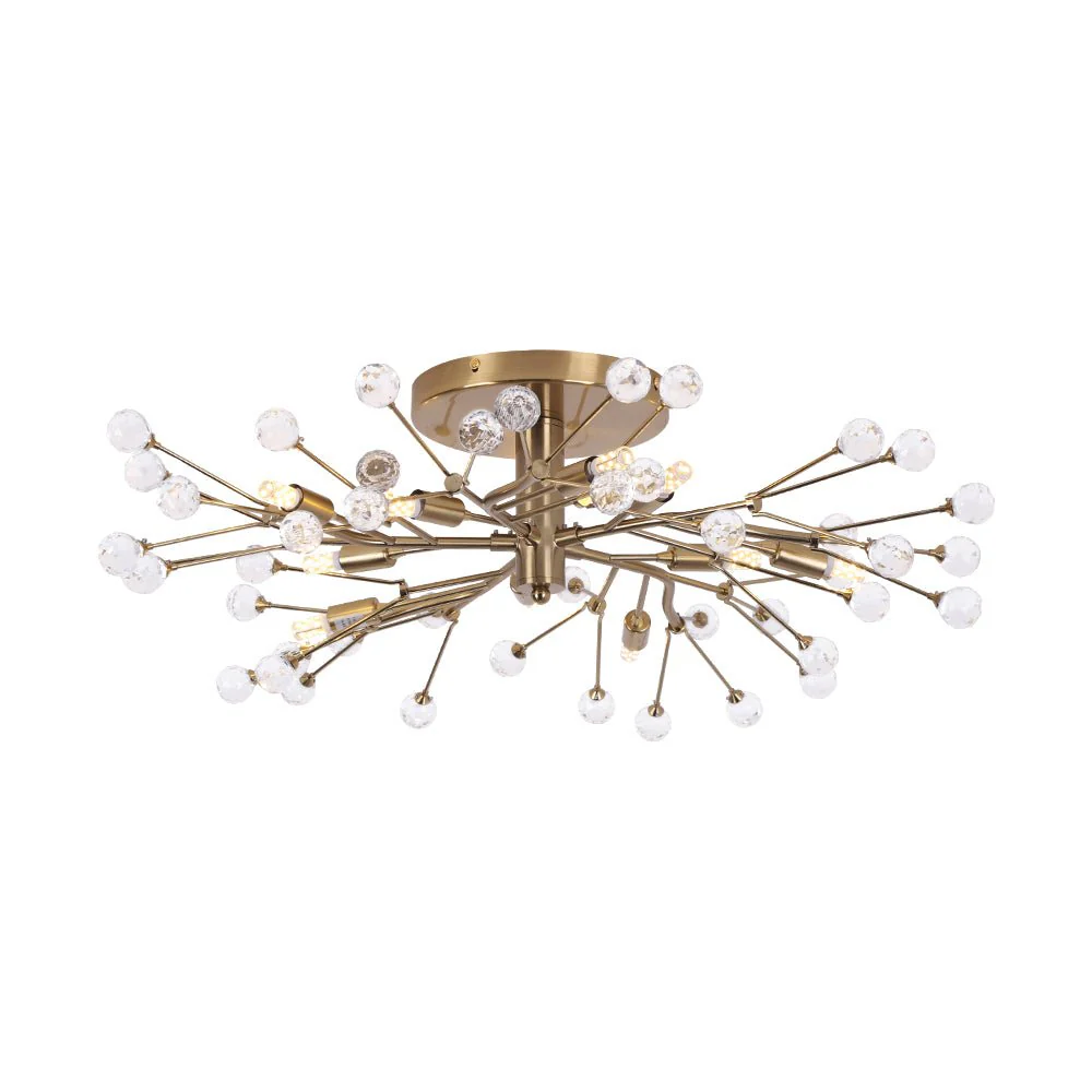 Mid-Century Firework Crystal Branching Semi Flush Mount - Image 3