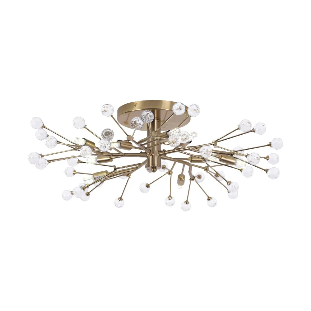 Mid-Century Firework Crystal Branching Semi Flush Mount - Image 4
