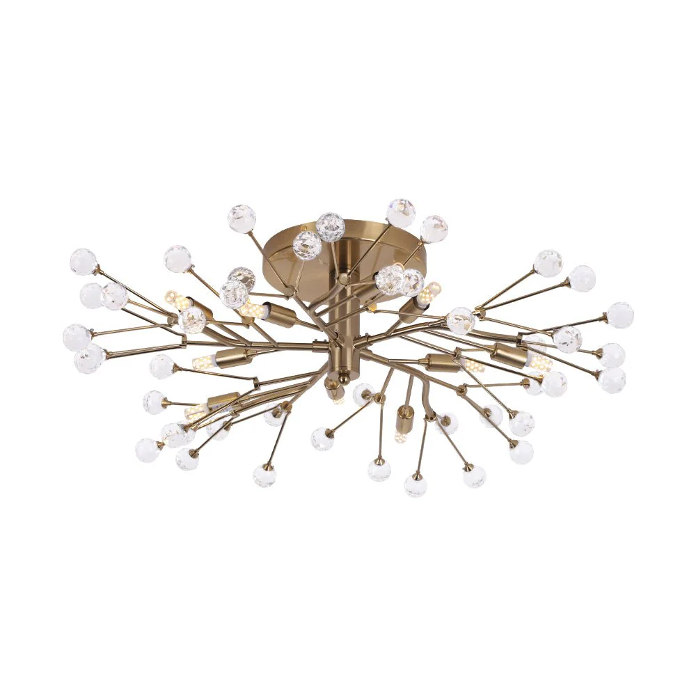 Mid-Century Firework Crystal Branching Semi Flush Mount - Image 5