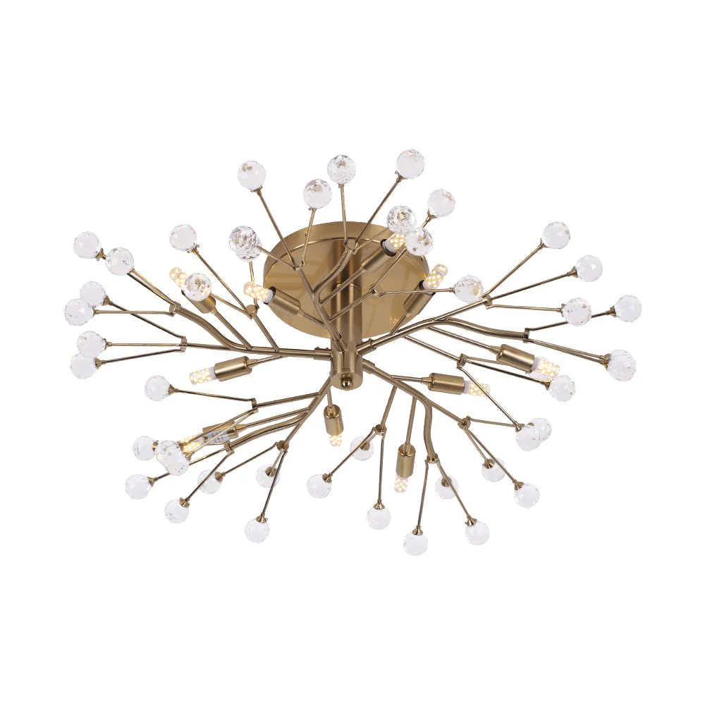 Mid-Century Firework Crystal Branching Semi Flush Mount - Image 7