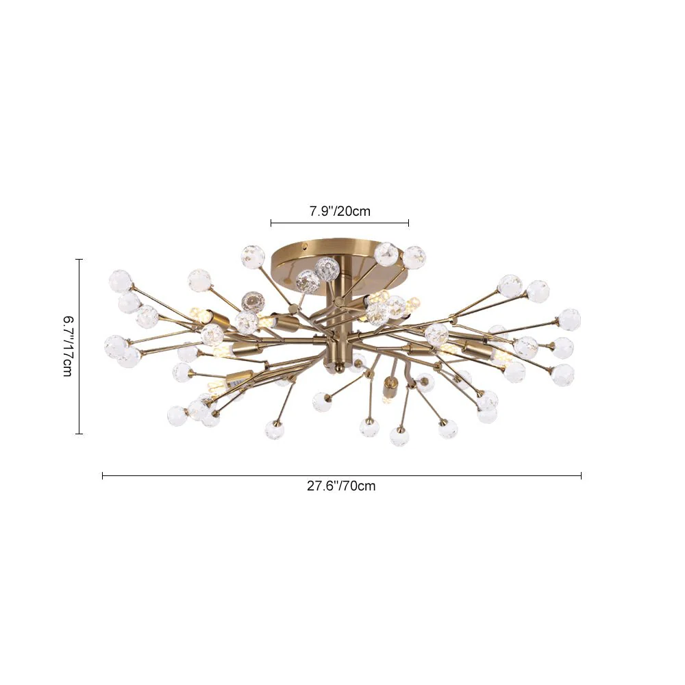 Mid-Century Firework Crystal Branching Semi Flush Mount - Image 8