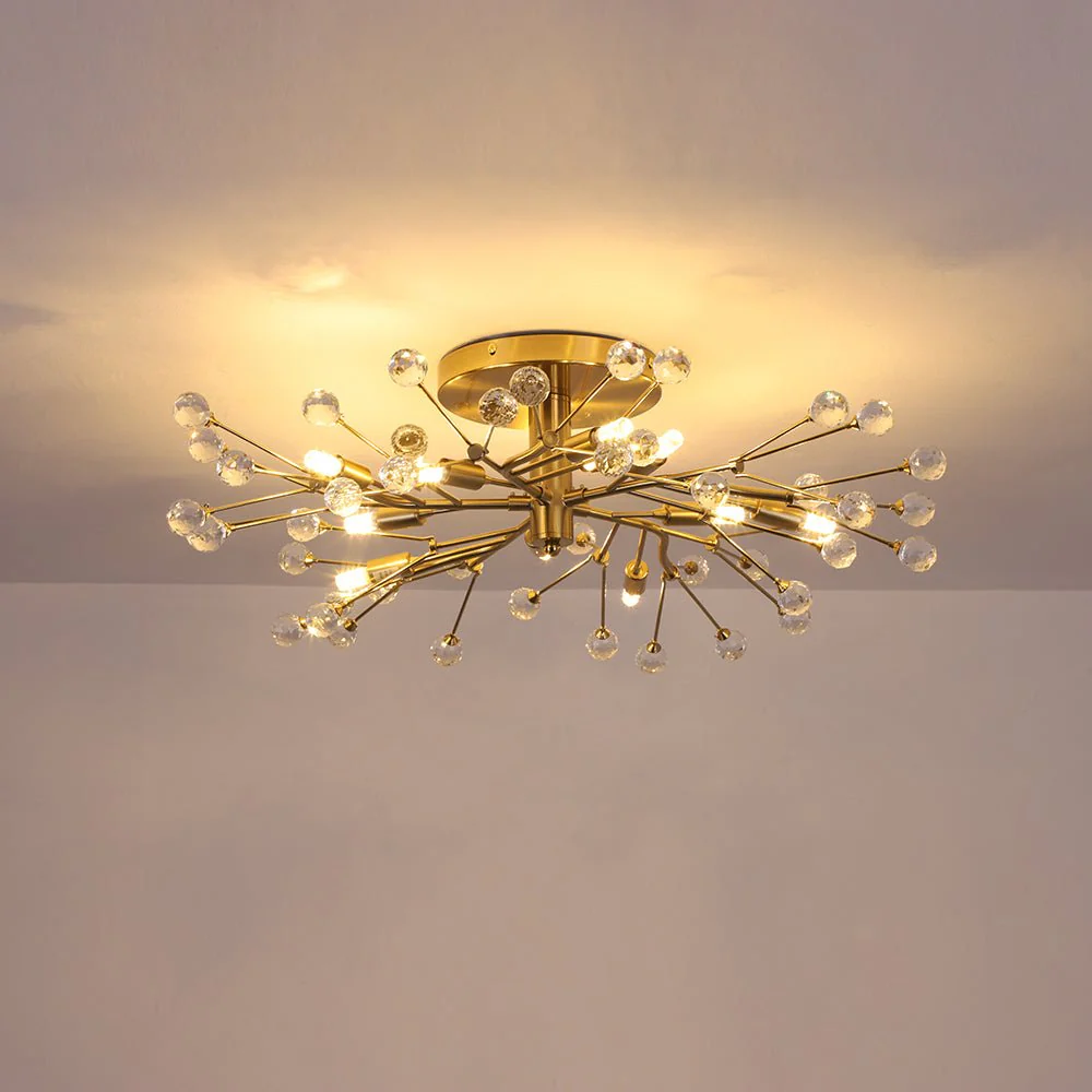 Mid-Century Firework Crystal Branching Semi Flush Mount - Image 9