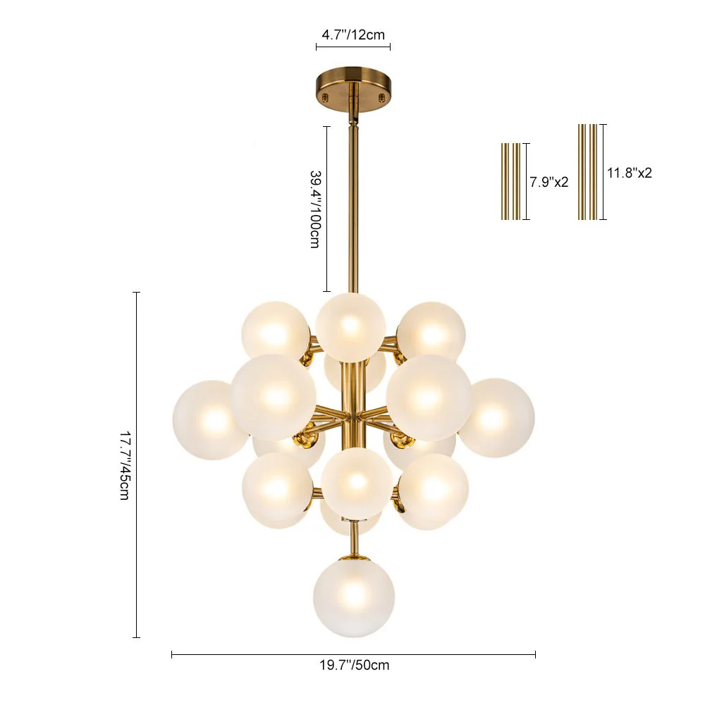 Mid-Century Frosted Glass Bubble Tiered Sputnik Chandelier - Image 18