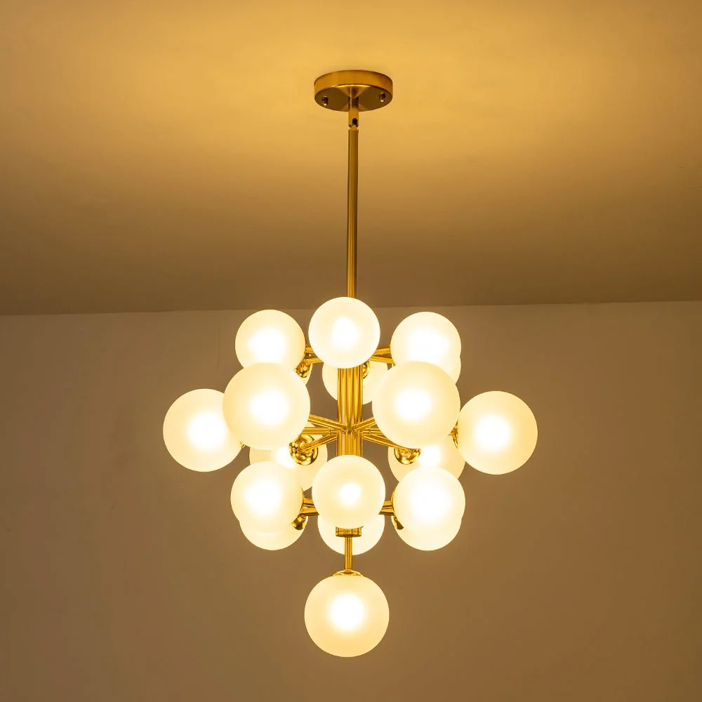 Mid-Century Frosted Glass Bubble Tiered Sputnik Chandelier - Image 8
