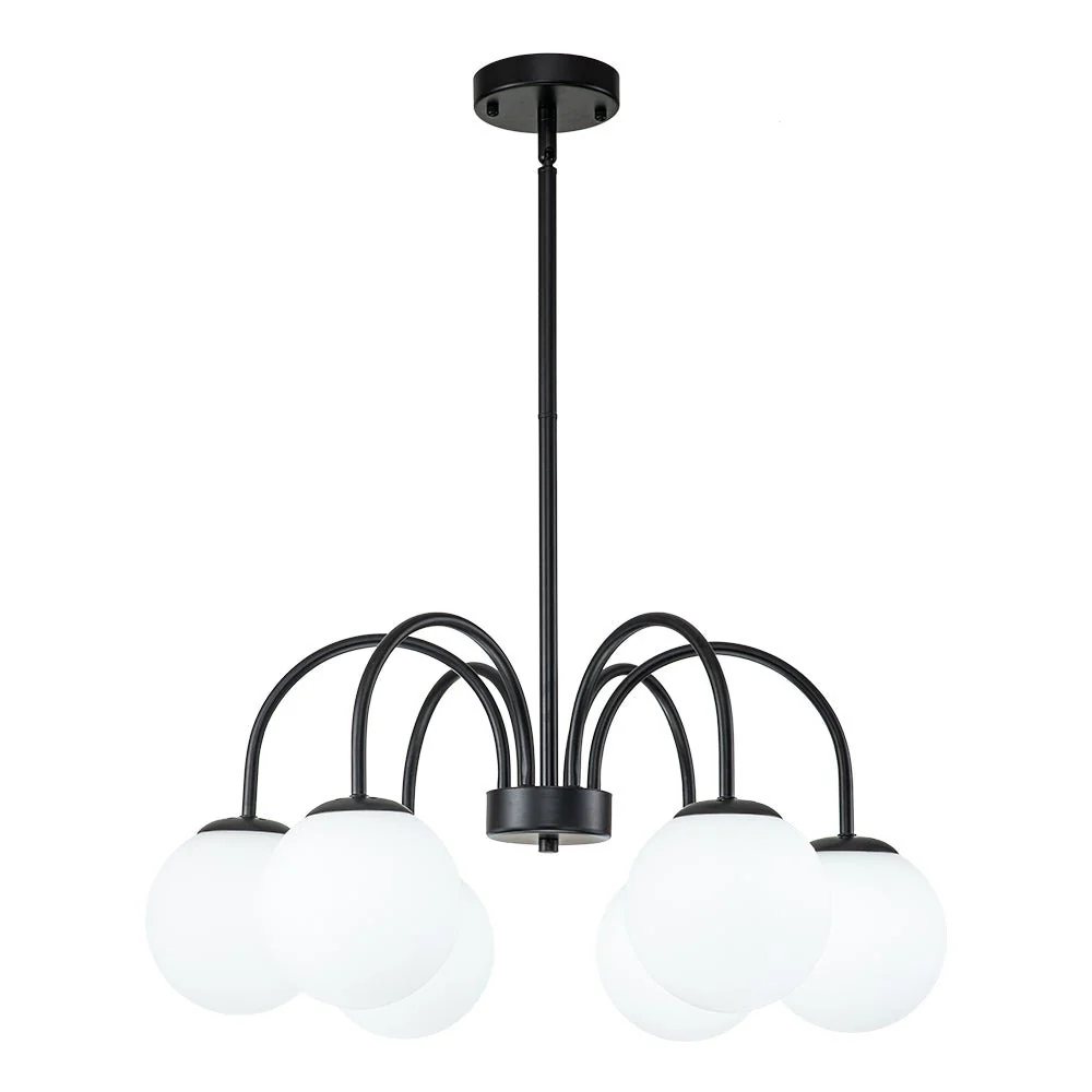 Mid-Century Frosted Glass Globe Bubble Round Chandelier - Image 11