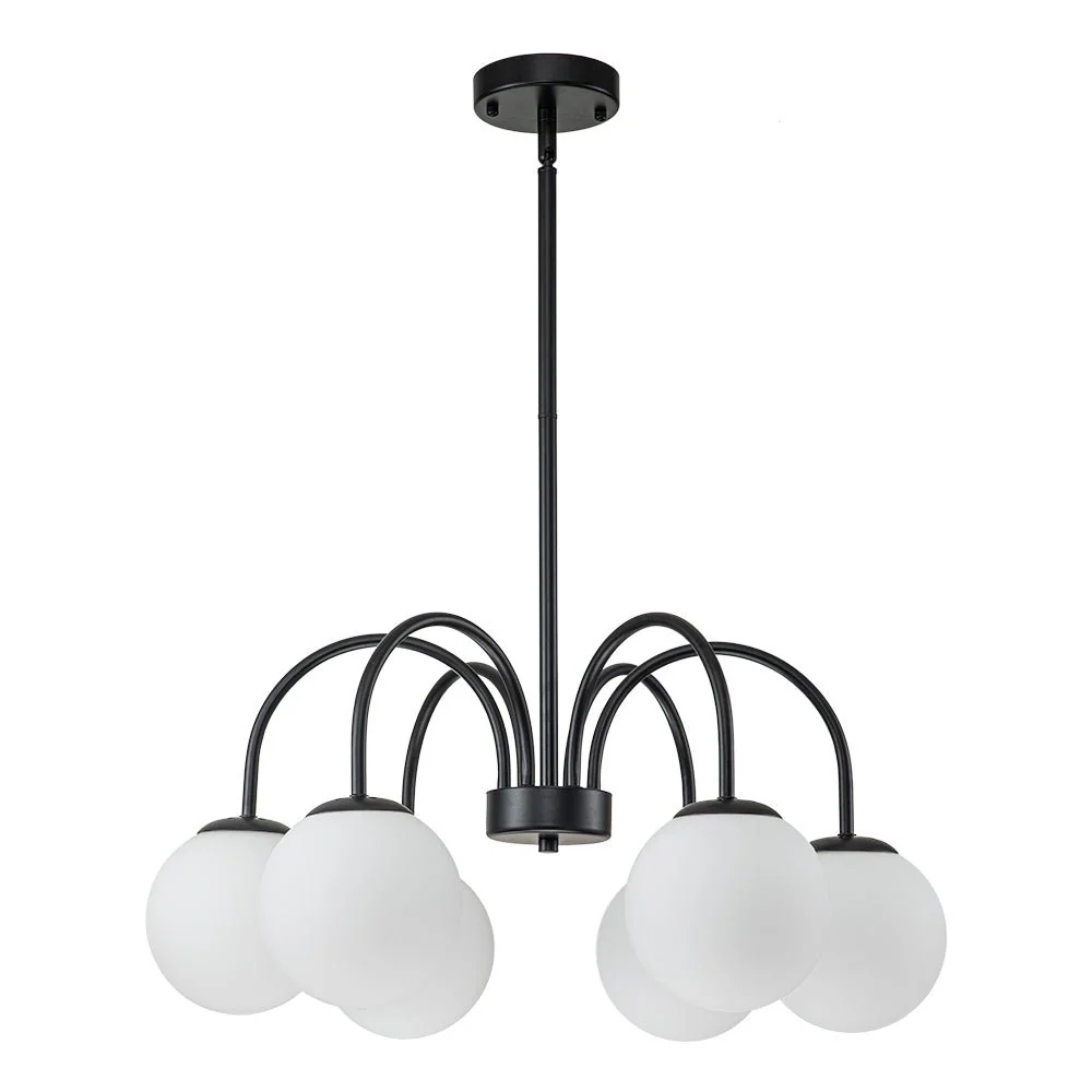 Mid-Century Frosted Glass Globe Bubble Round Chandelier - Image 12