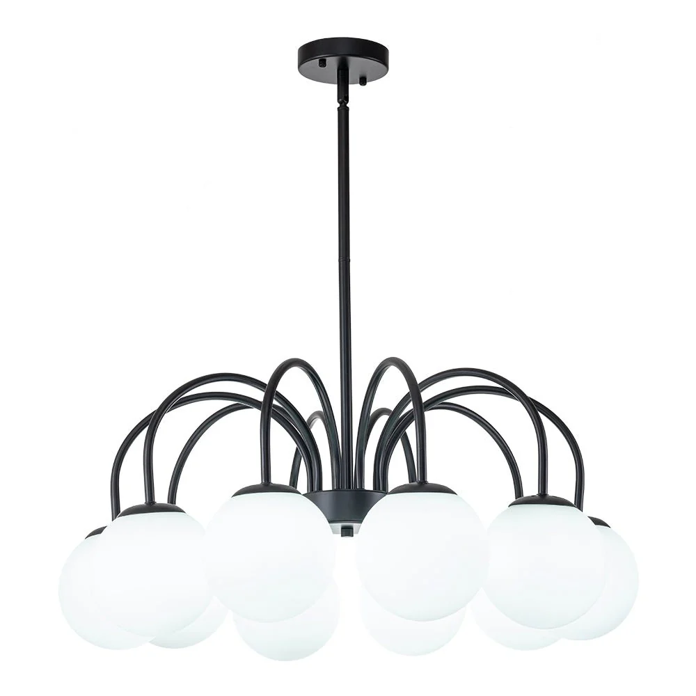 Mid-Century Frosted Glass Globe Bubble Round Chandelier - Image 13