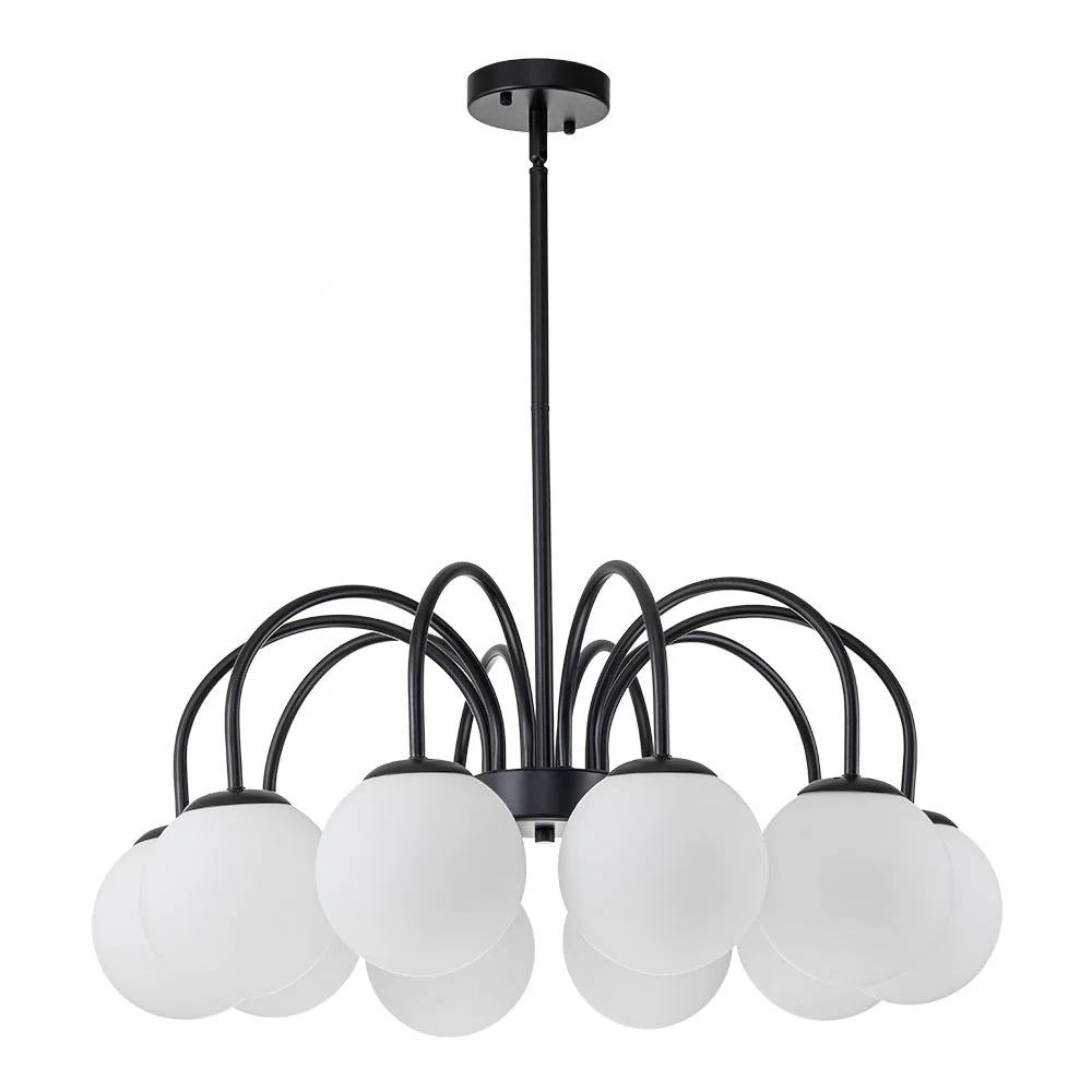 Mid-Century Frosted Glass Globe Bubble Round Chandelier - Image 14