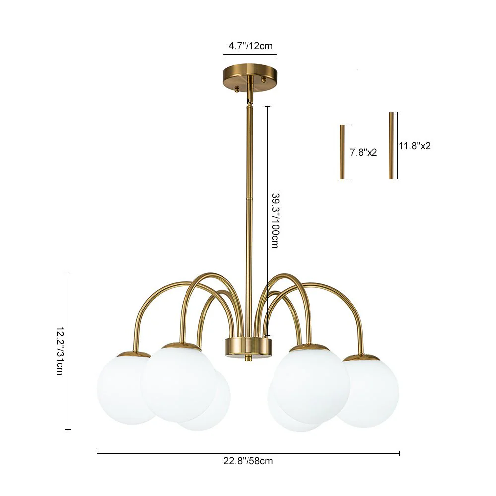 Mid-Century Frosted Glass Globe Bubble Round Chandelier - Image 17