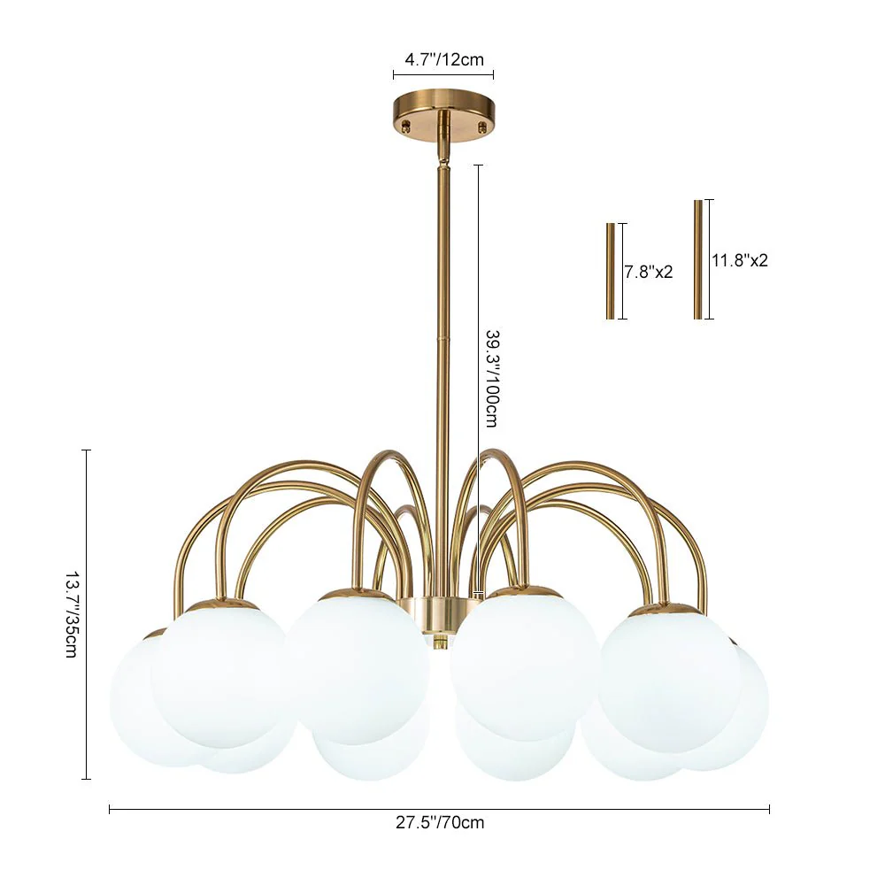Mid-Century Frosted Glass Globe Bubble Round Chandelier - Image 18