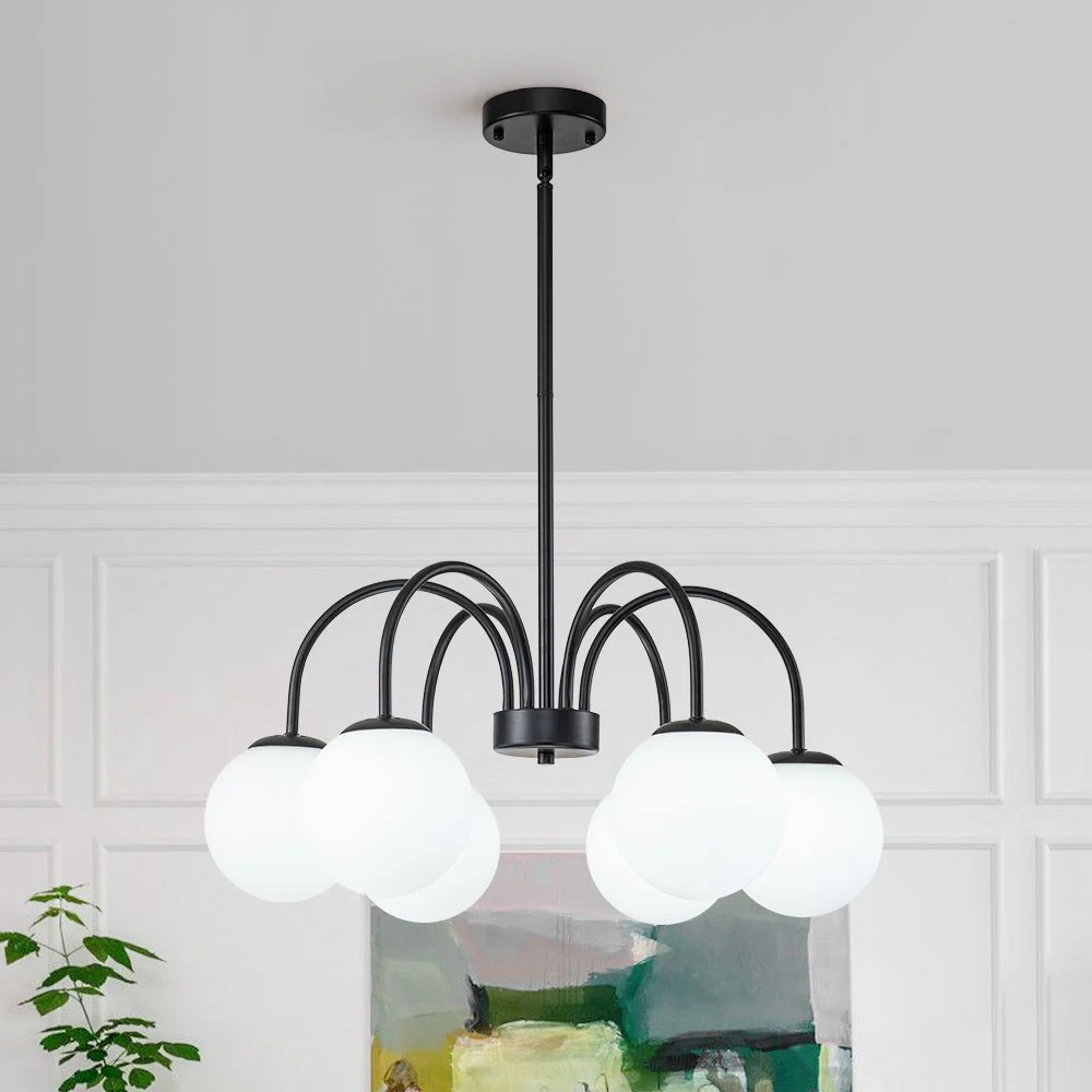Mid-Century Frosted Glass Globe Bubble Round Chandelier - Image 20