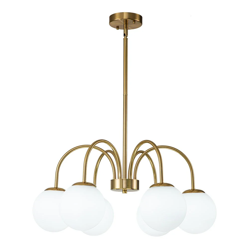 Mid-Century Frosted Glass Globe Bubble Round Chandelier - Image 4