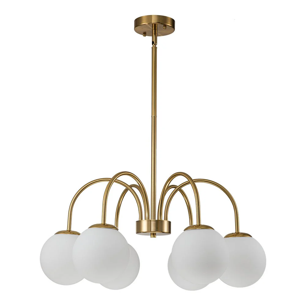 Mid-Century Frosted Glass Globe Bubble Round Chandelier - Image 5