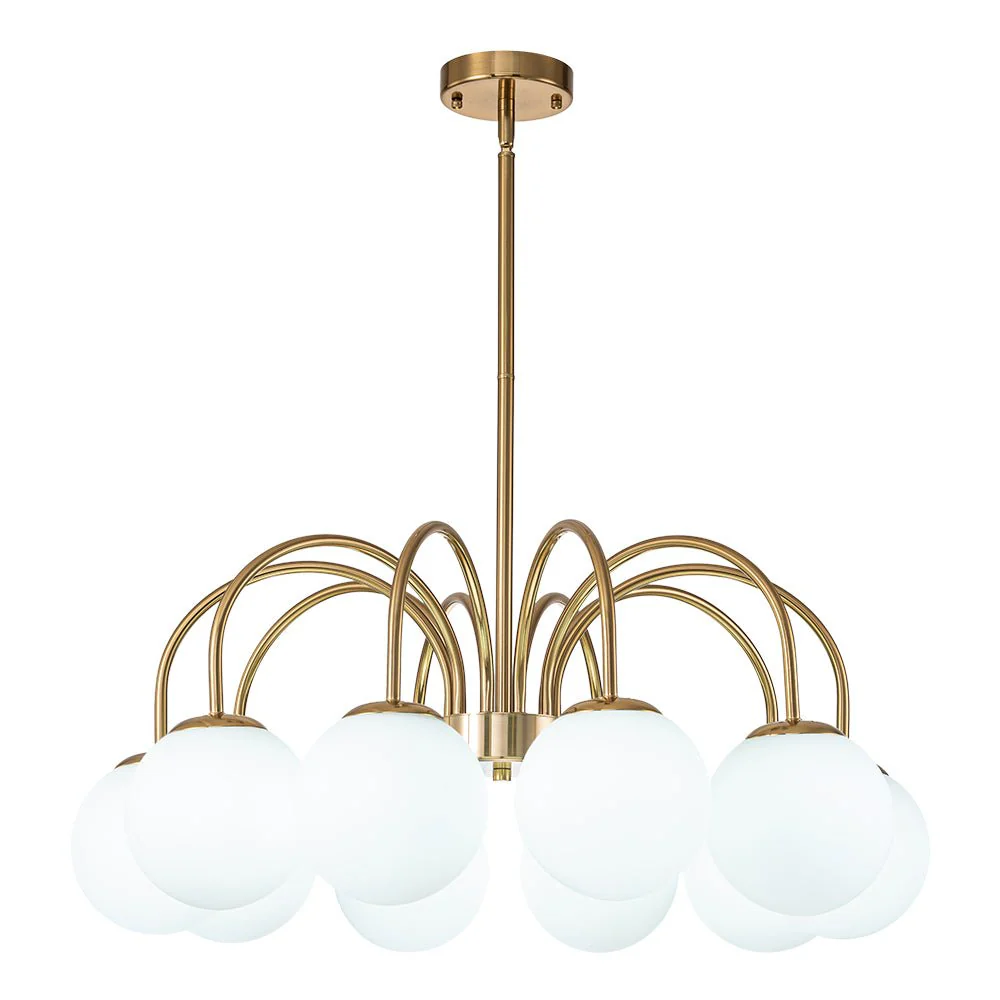 Mid-Century Frosted Glass Globe Bubble Round Chandelier - Image 6