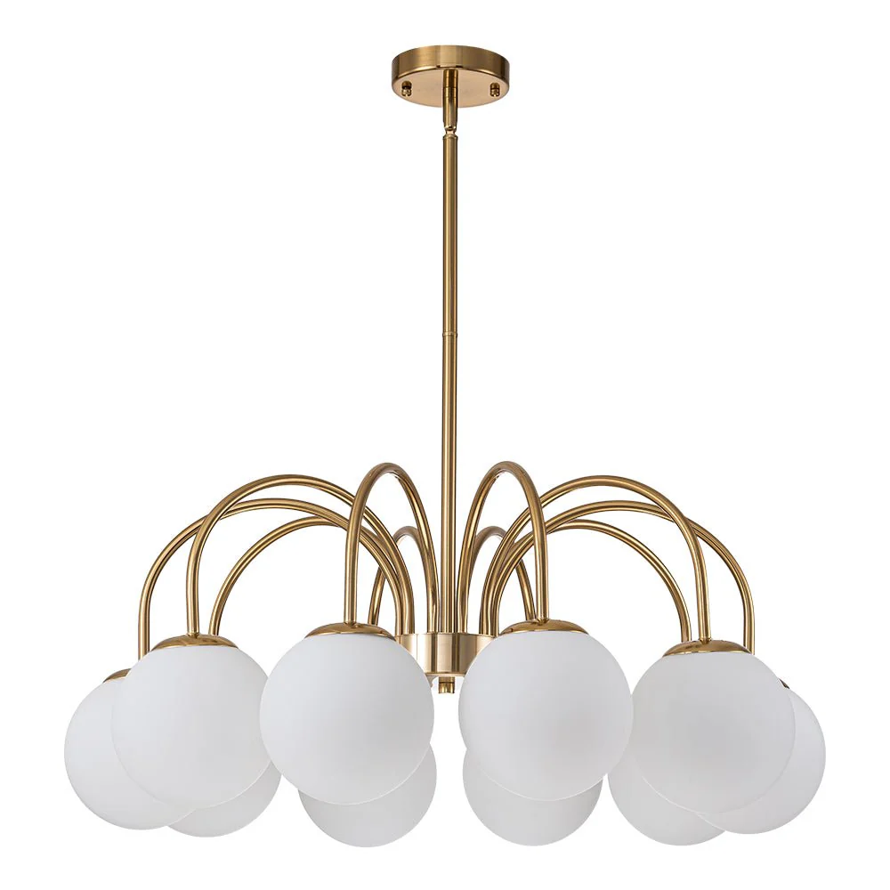 Mid-Century Frosted Glass Globe Bubble Round Chandelier - Image 7