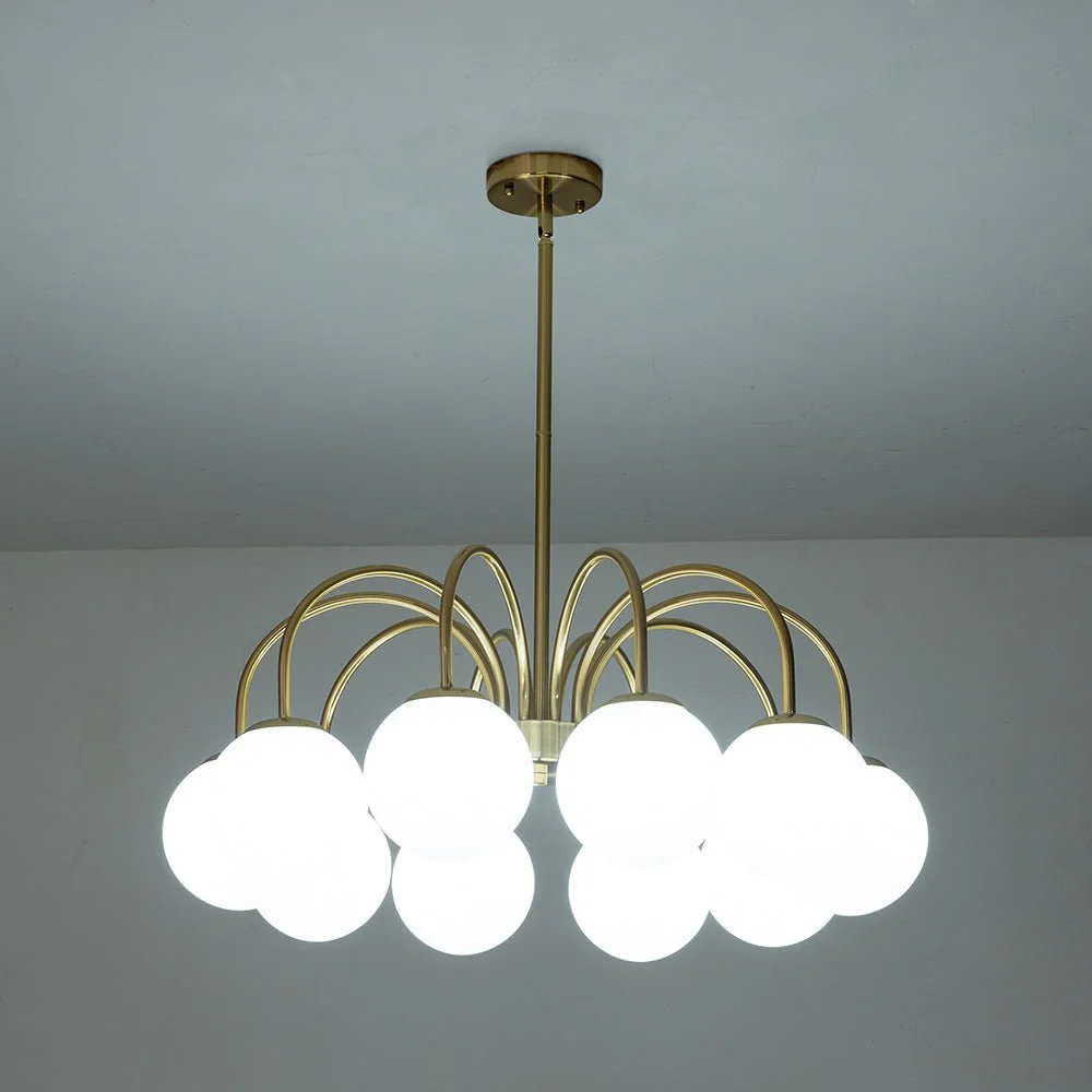 Mid-Century Frosted Glass Globe Bubble Round Chandelier - Image 8