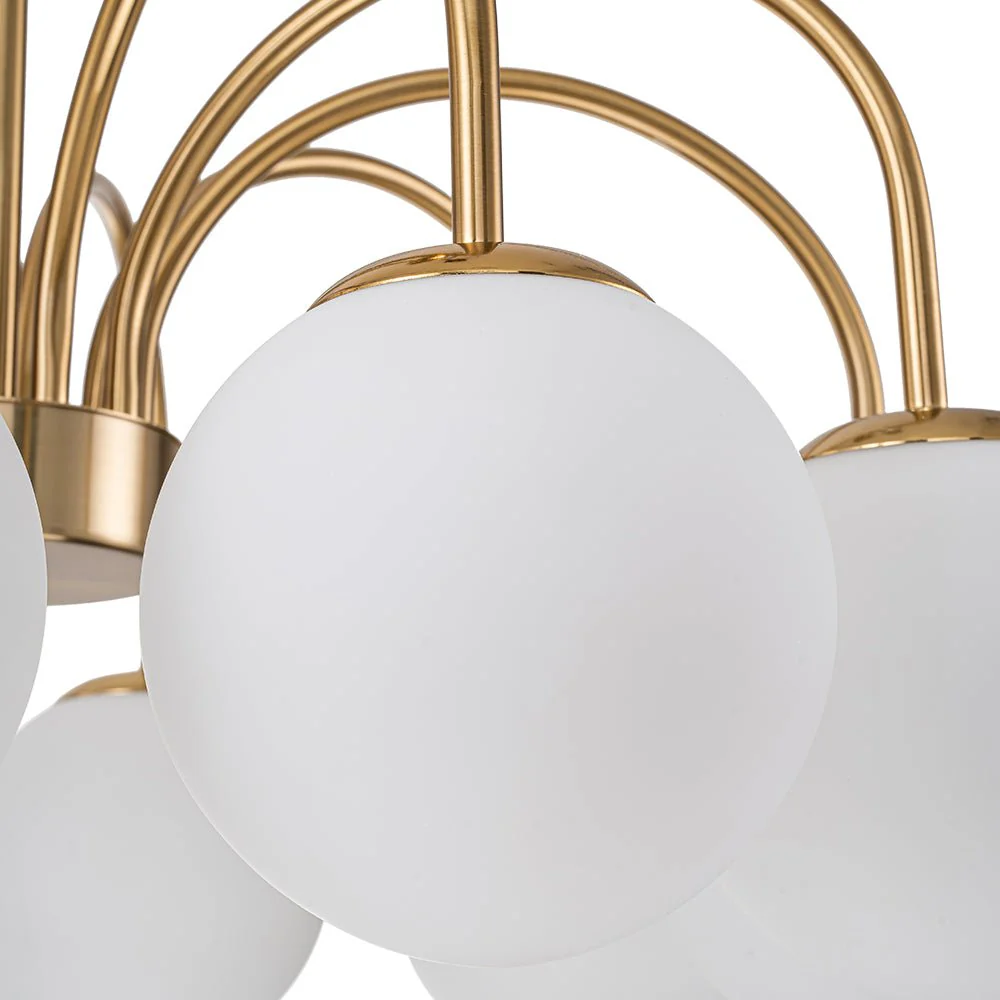 Mid-Century Frosted Glass Globe Bubble Round Chandelier - Image 9