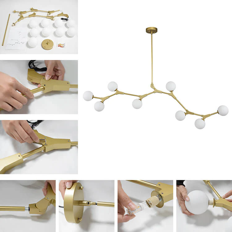 Mid-century Linear Island Branching Bubble Chandelier - Image 16