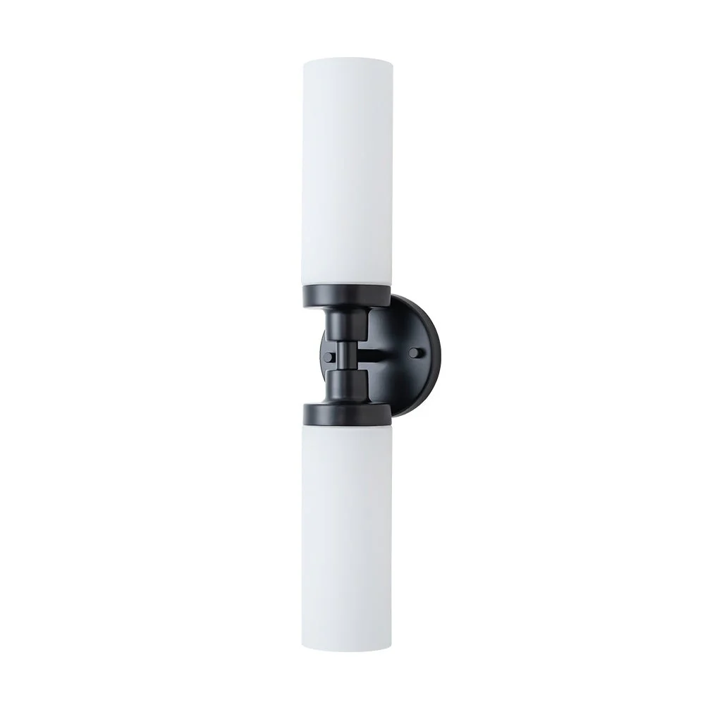 Modern 2-Light Opal Glass Cylinder Vanity Wall Lamp - Image 11