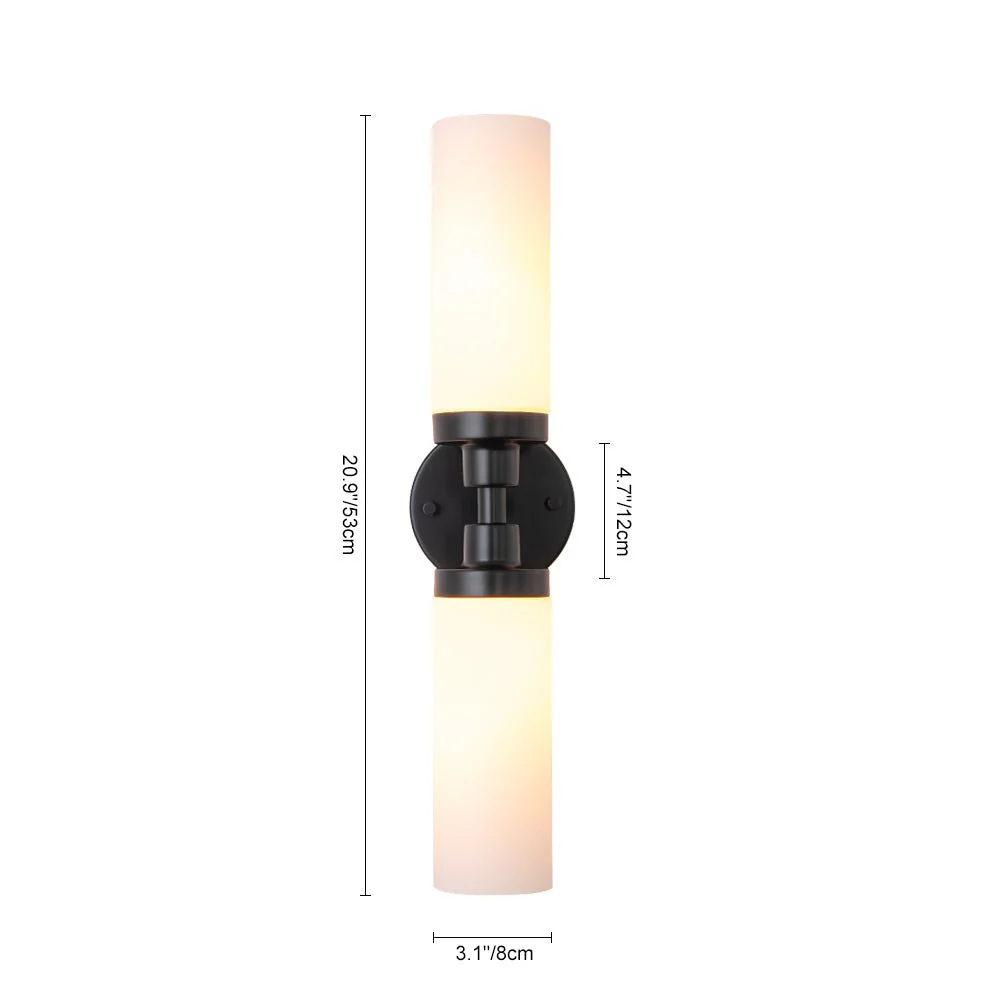 Modern 2-Light Opal Glass Cylinder Vanity Wall Lamp - Image 14