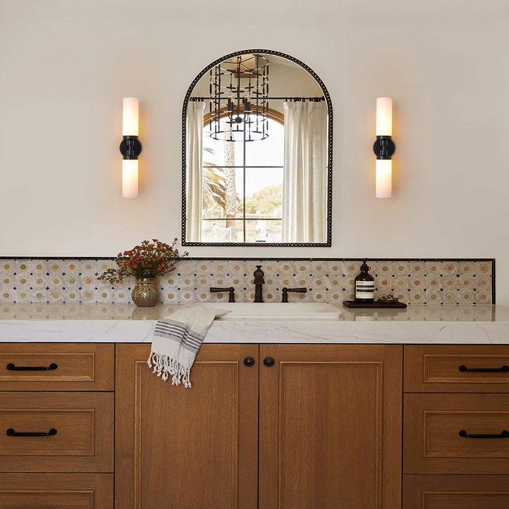 Modern 2-Light Opal Glass Cylinder Vanity Wall Lamp - Image 2