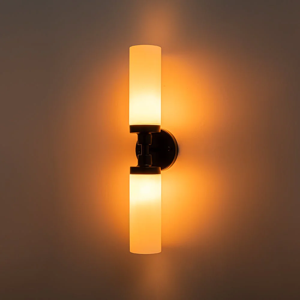 Modern 2-Light Opal Glass Cylinder Vanity Wall Lamp - Image 7