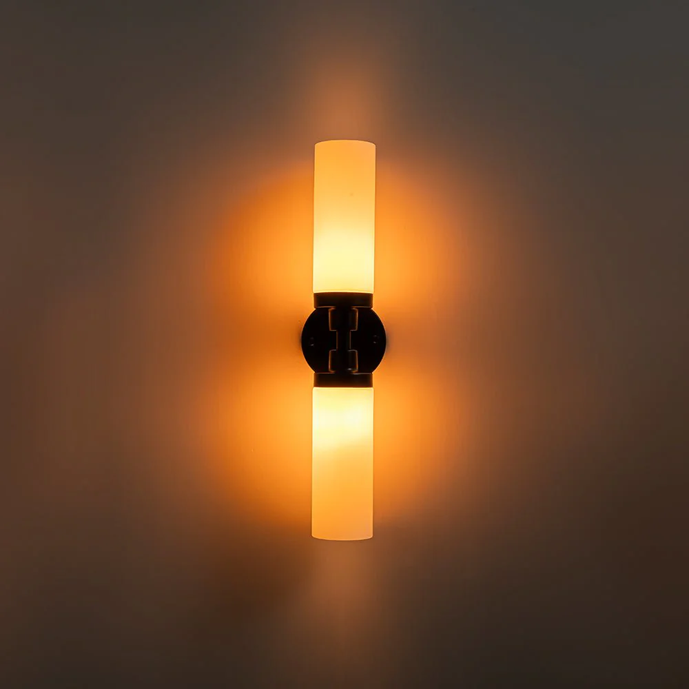 Modern 2-Light Opal Glass Cylinder Vanity Wall Lamp - Image 8