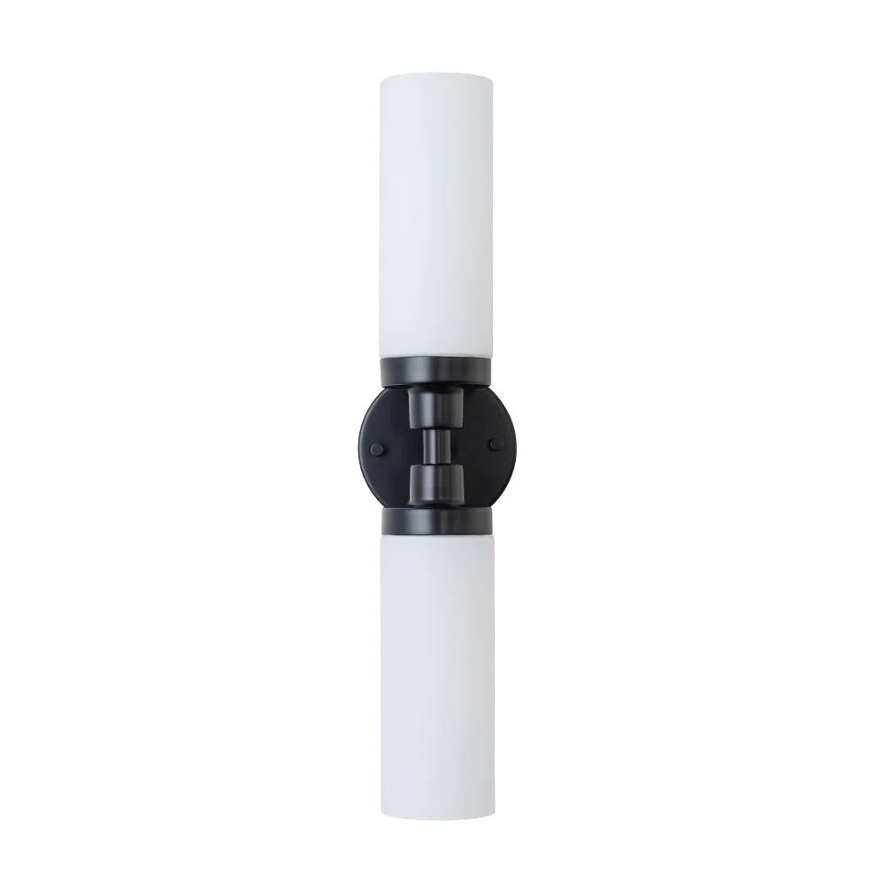 Modern 2-Light Opal Glass Cylinder Vanity Wall Lamp - Image 9