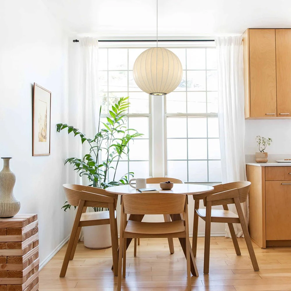 Single White Fabric Pendant Light - Image 3